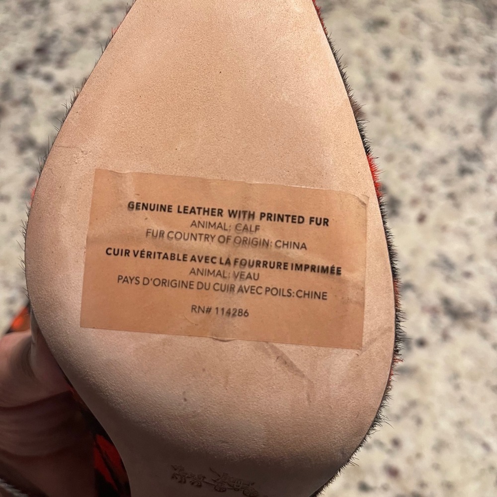 Coach Smith Leopard Print Calf Hair Pumps Womens 6.5 Orange Brown Stiletto Heel - Picture 6 of 8